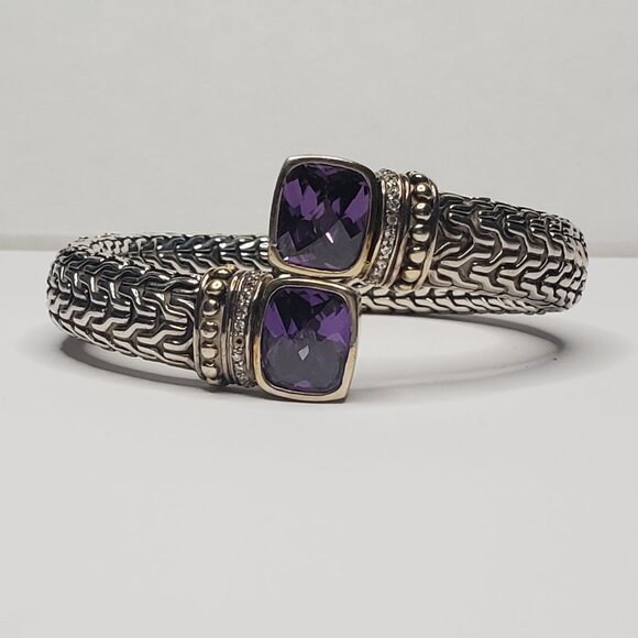 Sterling Silver Amethyst Bypass Bracelet, David Yurman Look-alike - Picture 1 of 10